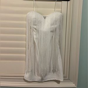 Arden B strapless fringe dress